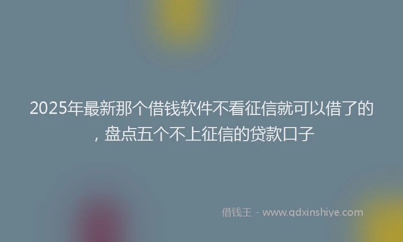 2025年最新那个借钱软件不看征信就可以借了的，盘点五个不上征信的贷款口子