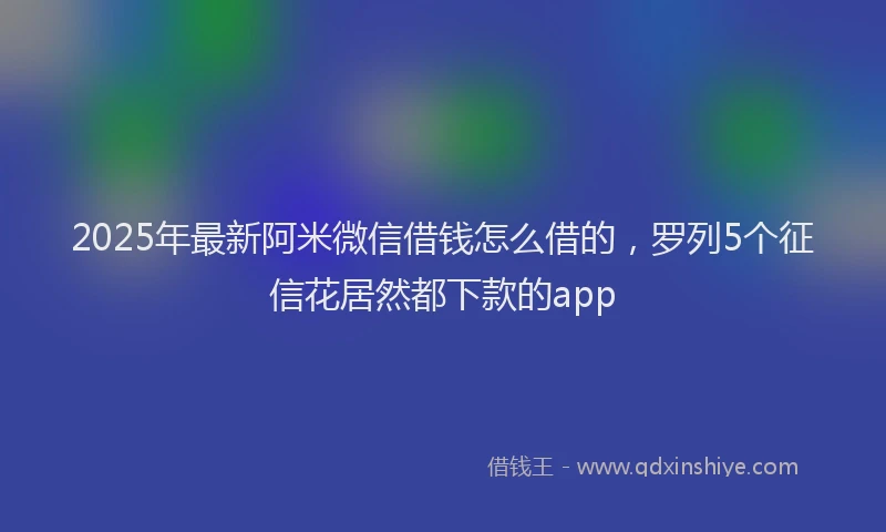 2025年最新阿米微信借钱怎么借的，罗列5个征信花居然都下款的app