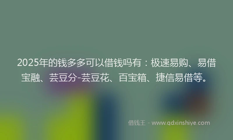 2025年的钱多多可以借钱吗有：极速易购、易借宝融、芸豆分-芸豆花、百宝箱、捷信易借等。