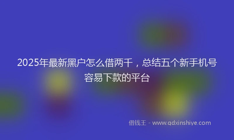 2025年最新黑户怎么借两千，总结五个新手机号容易下款的平台
