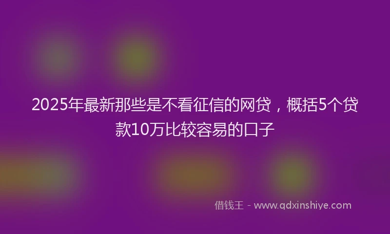 2025年最新那些是不看征信的网贷，概括5个贷款10万比较容易的口子