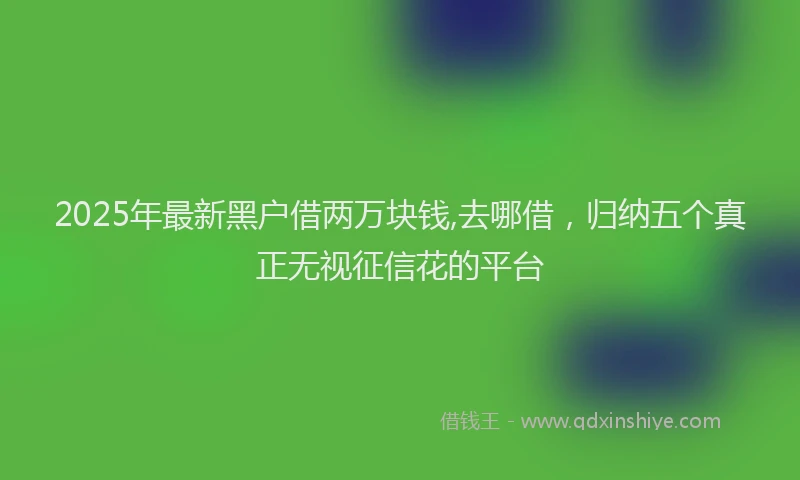 2025年最新黑户借两万块钱,去哪借，归纳五个真正无视征信花的平台