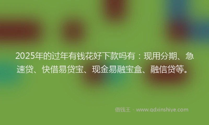 2025年的过年有钱花好下款吗有：现用分期、急速贷、快借易贷宝、现金易融宝盒、融信贷等。