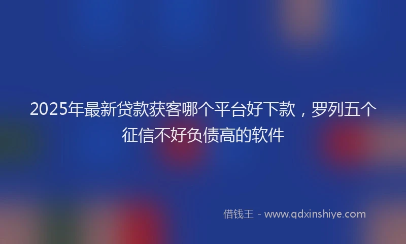 2025年最新贷款获客哪个平台好下款，罗列五个征信不好负债高的软件