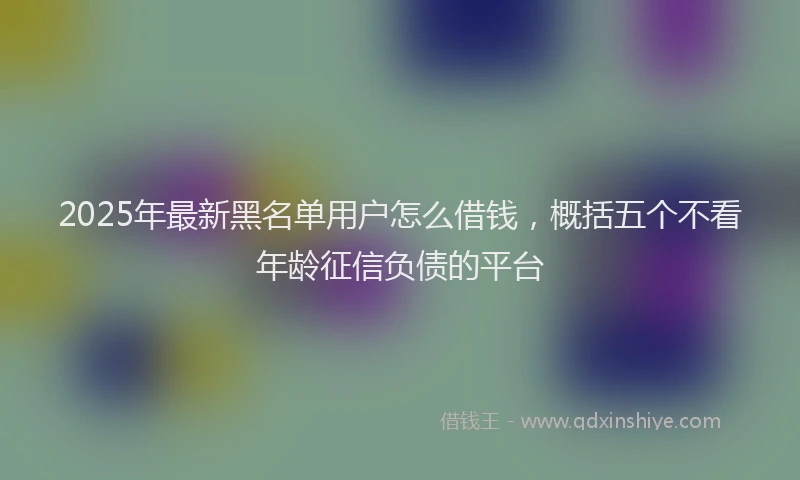 2025年最新黑名单用户怎么借钱，概括五个不看年龄征信负债的平台