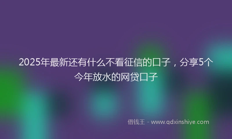 2025年最新还有什么不看征信的口子，分享5个今年放水的网贷口子