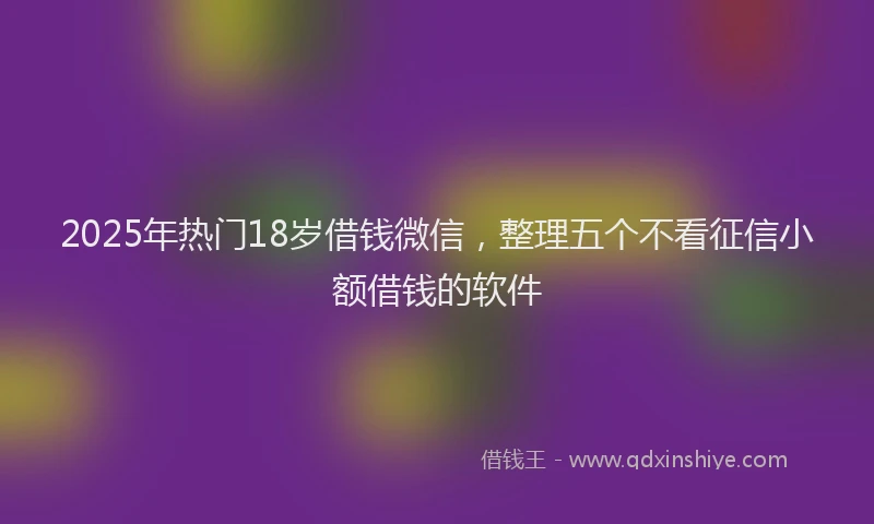 2025年热门18岁借钱微信，整理五个不看征信小额借钱的软件