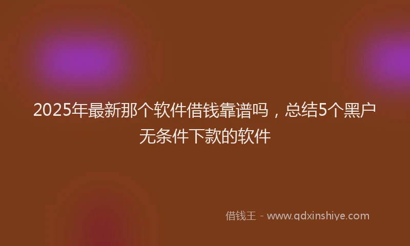 2025年最新那个软件借钱靠谱吗，总结5个黑户无条件下款的软件