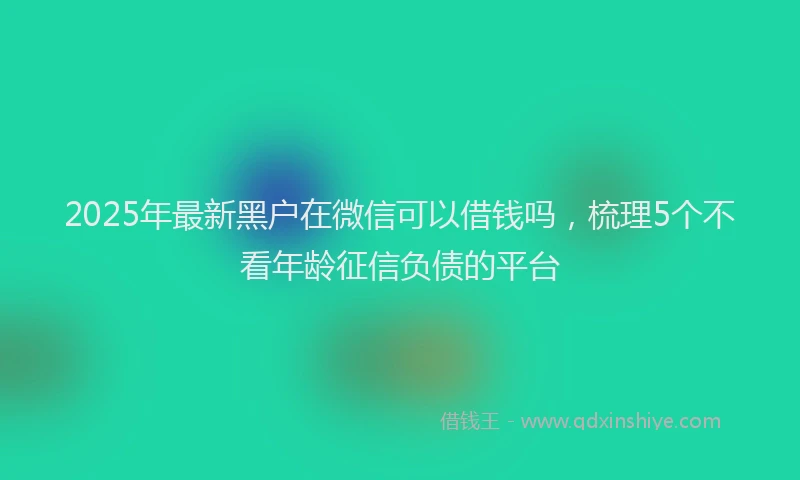 2025年最新黑户在微信可以借钱吗，梳理5个不看年龄征信负债的平台
