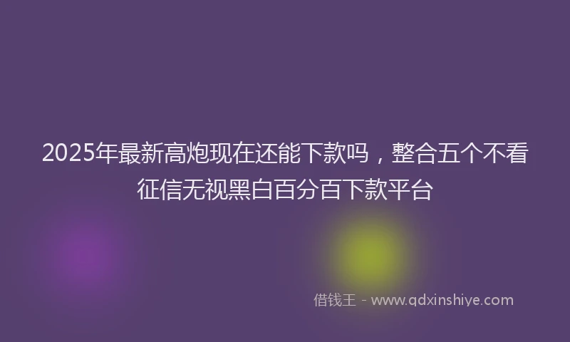 2025年最新高炮现在还能下款吗，整合五个不看征信无视黑白百分百下款平台
