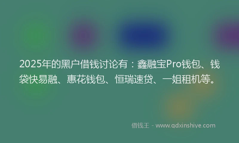 2025年的黑户借钱讨论有：鑫融宝Pro钱包、钱袋快易融、惠花钱包、恒瑞速贷、一姐租机等。