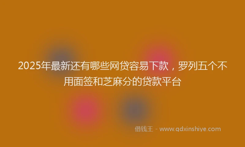 2025年最新还有哪些网贷容易下款，罗列五个不用面签和芝麻分的贷款平台