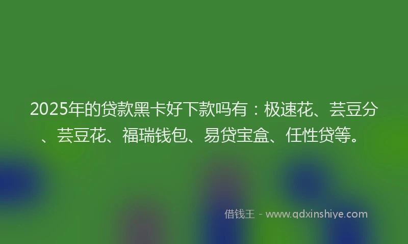 2025年的贷款黑卡好下款吗有：极速花、芸豆分、芸豆花、福瑞钱包、易贷宝盒、任性贷等。