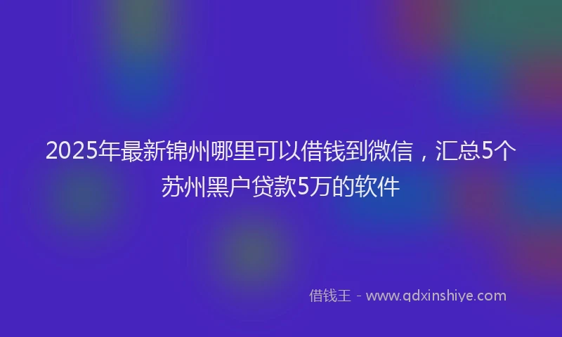 2025年最新锦州哪里可以借钱到微信，汇总5个苏州黑户贷款5万的软件