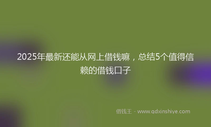 2025年最新还能从网上借钱嘛，总结5个值得信赖的借钱口子