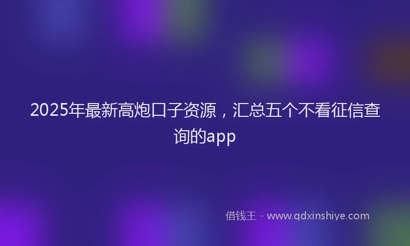 2025年最新高炮口子资源，汇总五个不看征信查询的app