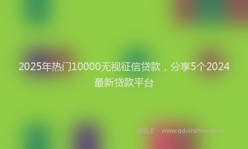 2025年热门10000无视征信贷款，分享5个2024最新贷款平台