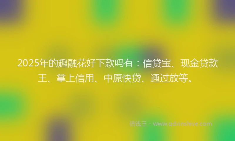 2025年的趣融花好下款吗有：信贷宝、现金贷款王、掌上信用、中原快贷、通过放等。
