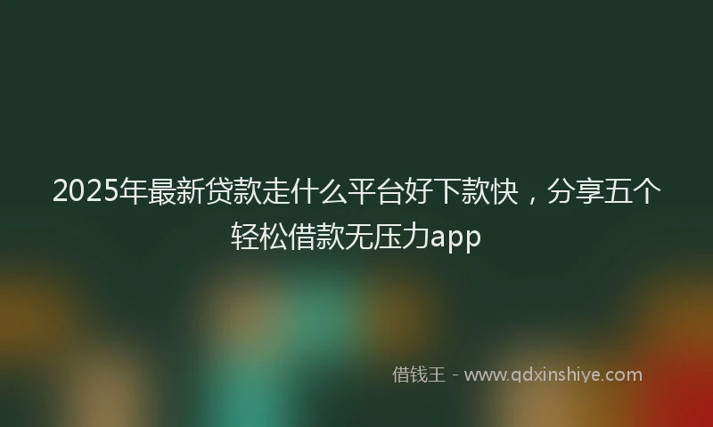 2025年最新贷款走什么平台好下款快，分享五个轻松借款无压力app