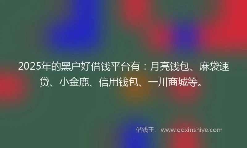 2025年的黑户好借钱平台有：月亮钱包、麻袋速贷、小金鹿、信用钱包、一川商城等。