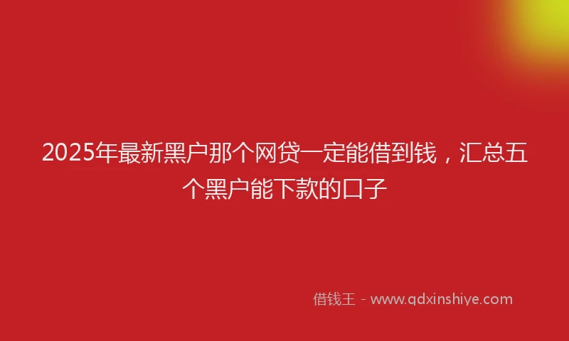 2025年最新黑户那个网贷一定能借到钱，汇总五个黑户能下款的口子
