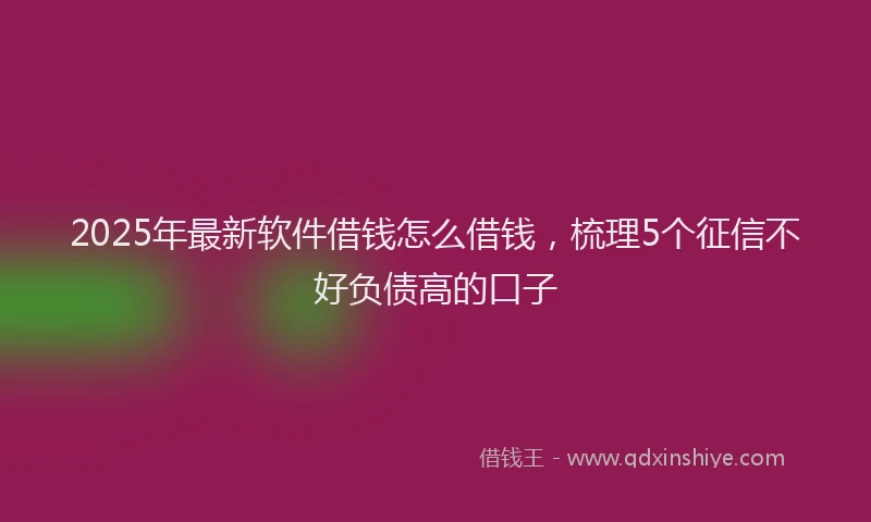 2025年最新软件借钱怎么借钱，梳理5个征信不好负债高的口子