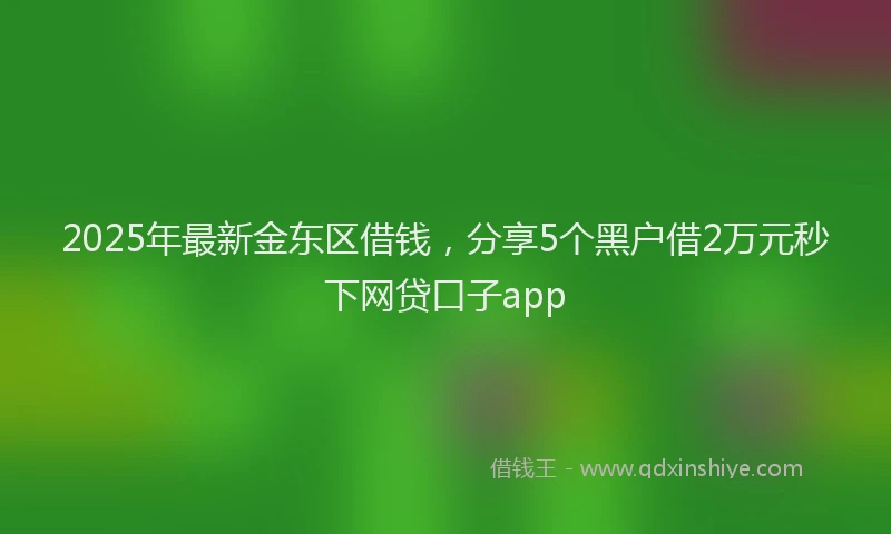 2025年最新金东区借钱，分享5个黑户借2万元秒下网贷口子app