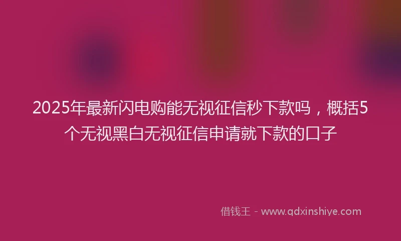 2025年最新闪电购能无视征信秒下款吗，概括5个无视黑白无视征信申请就下款的口子