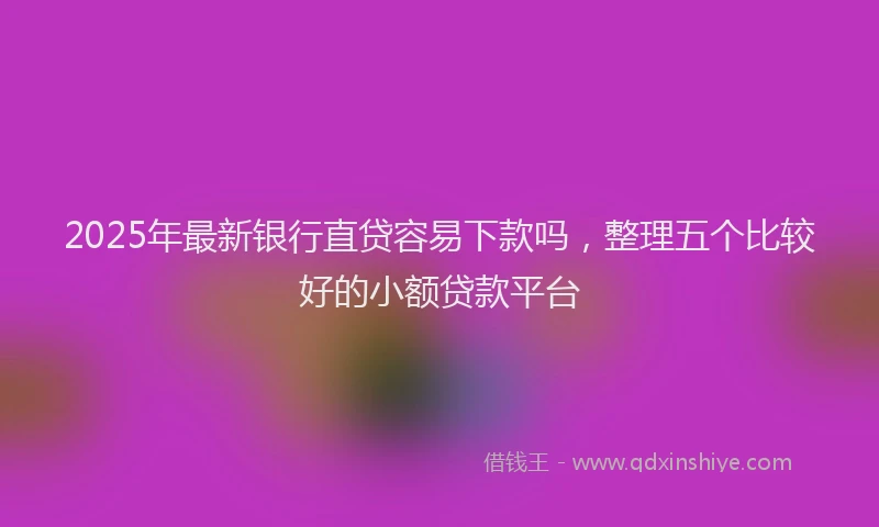 2025年最新银行直贷容易下款吗，整理五个比较好的小额贷款平台