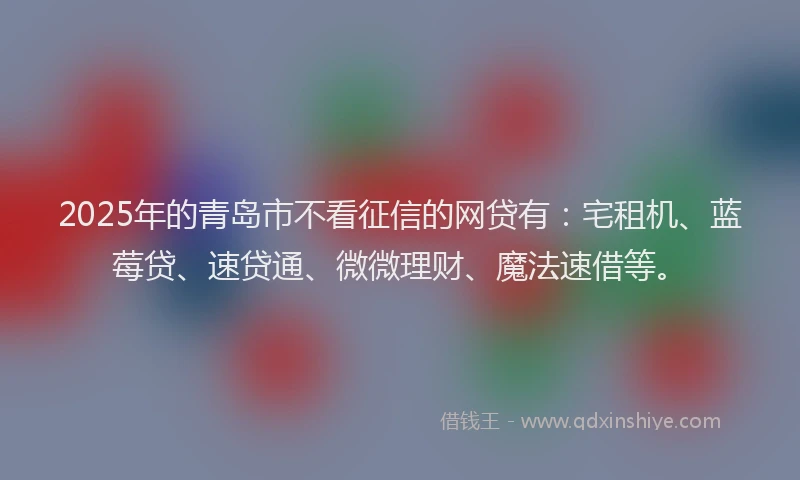 2025年的青岛市不看征信的网贷有：宅租机、蓝莓贷、速贷通、微微理财、魔法速借等。