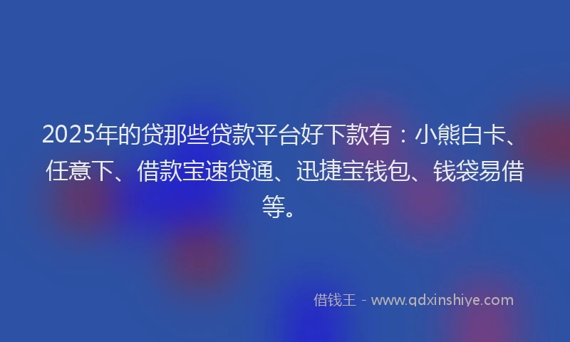 2025年的贷那些贷款平台好下款有：小熊白卡、任意下、借款宝速贷通、迅捷宝钱包、钱袋易借等。