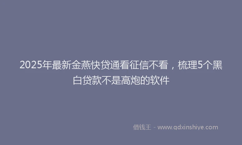 2025年最新金燕快贷通看征信不看，梳理5个黑白贷款不是高炮的软件