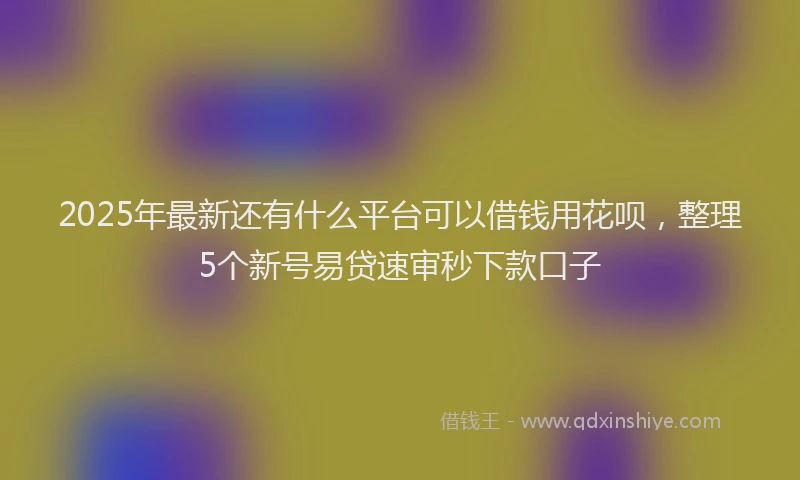 2025年最新还有什么平台可以借钱用花呗，整理5个新号易贷速审秒下款口子