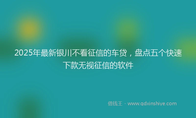 2025年最新银川不看征信的车贷，盘点五个快速下款无视征信的软件