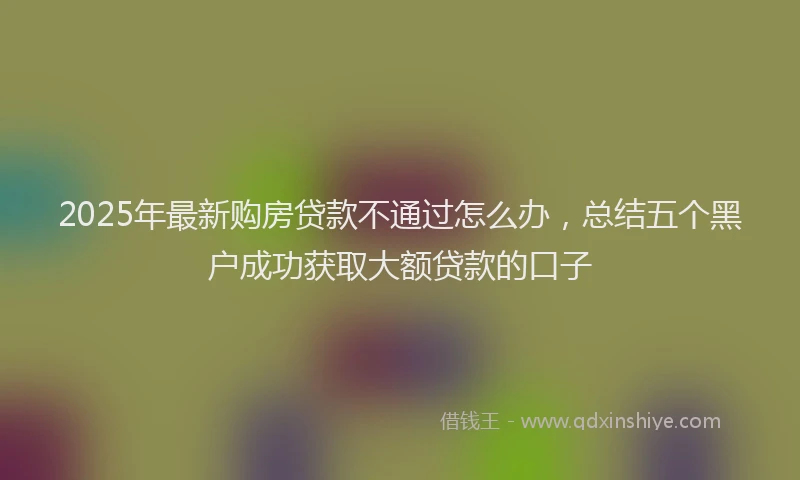 2025年最新购房贷款不通过怎么办，总结五个黑户成功获取大额贷款的口子