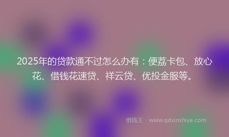 2025年的贷款通不过怎么办有：便荔卡包、放心花、借钱花速贷、祥云贷、优投金服等。