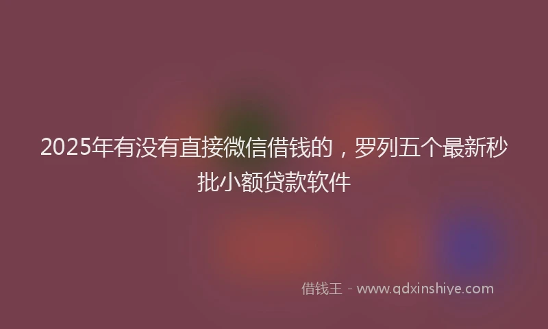 2025年有没有直接微信借钱的，罗列五个最新秒批小额贷款软件