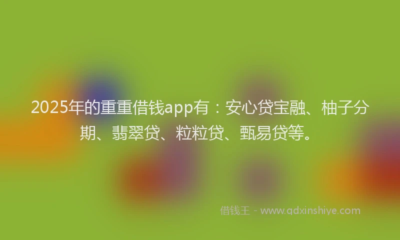2025年的重重借钱app有：安心贷宝融、柚子分期、翡翠贷、粒粒贷、甄易贷等。