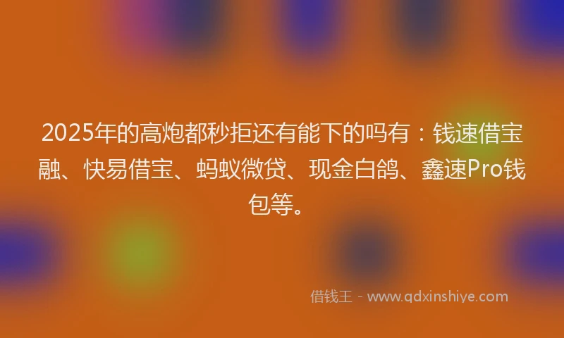 2025年的高炮都秒拒还有能下的吗有：钱速借宝融、快易借宝、蚂蚁微贷、现金白鸽、鑫速Pro钱包等。