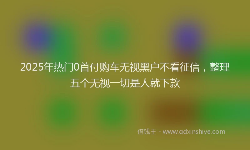 2025年热门0首付购车无视黑户不看征信，整理五个无视一切是人就下款