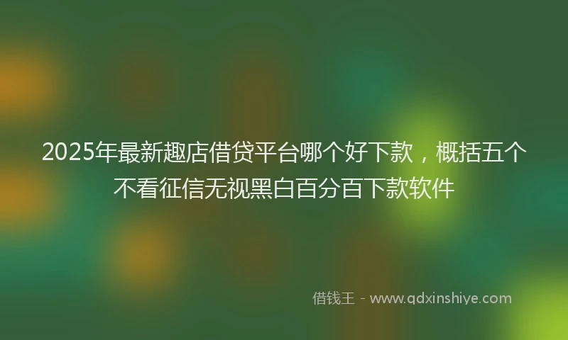 2025年最新趣店借贷平台哪个好下款，概括五个不看征信无视黑白百分百下款软件