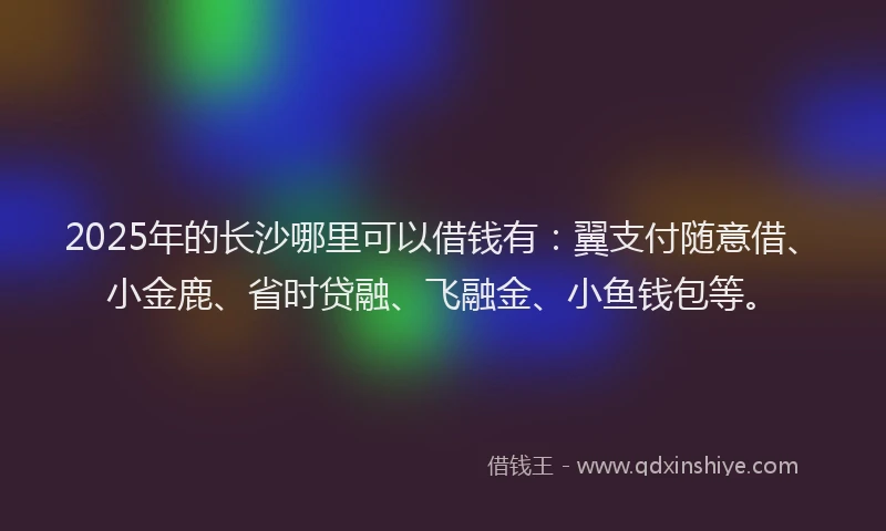 2025年的长沙哪里可以借钱有：翼支付随意借、小金鹿、省时贷融、飞融金、小鱼钱包等。