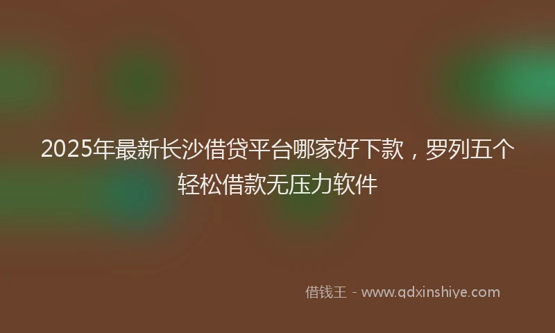 2025年最新长沙借贷平台哪家好下款，罗列五个轻松借款无压力软件
