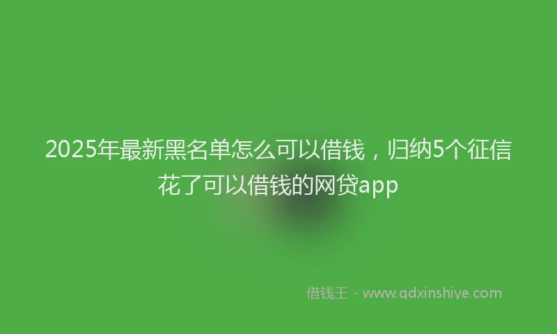2025年最新黑名单怎么可以借钱，归纳5个征信花了可以借钱的网贷app