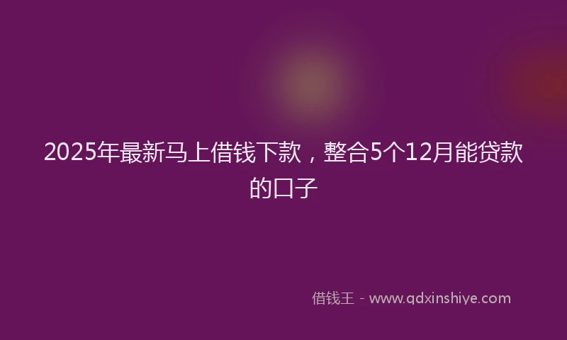 2025年最新马上借钱下款，整合5个12月能贷款的口子