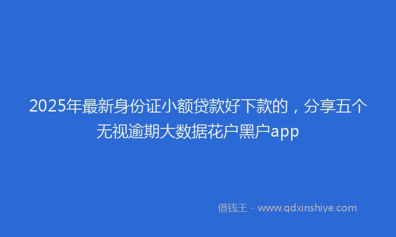 2025年最新身份证小额贷款好下款的，分享五个无视逾期大数据花户黑户app
