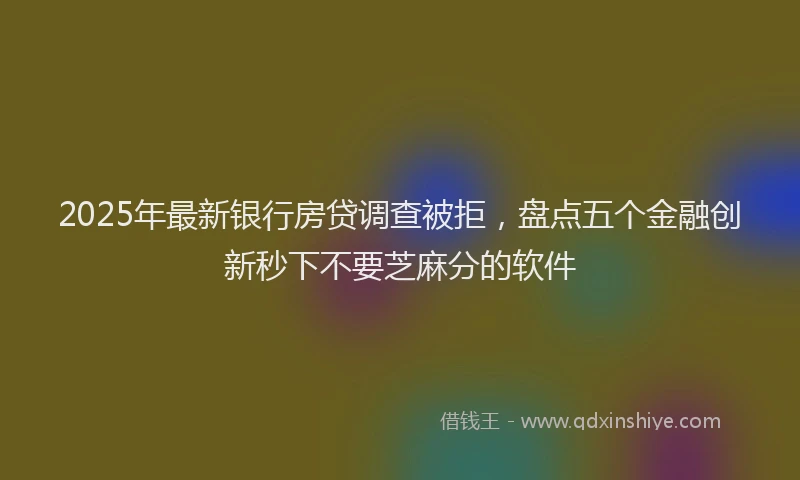 2025年最新银行房贷调查被拒，盘点五个金融创新秒下不要芝麻分的软件