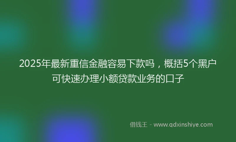 2025年最新重信金融容易下款吗，概括5个黑户可快速办理小额贷款业务的口子