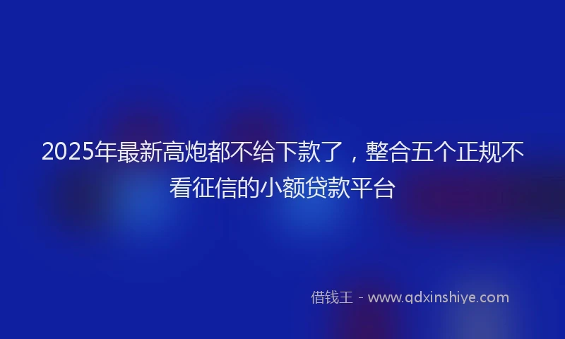 2025年最新高炮都不给下款了，整合五个正规不看征信的小额贷款平台