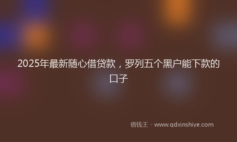 2025年最新随心借贷款，罗列五个黑户能下款的口子